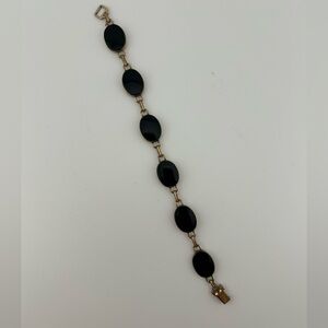 12K GF Black Onyx Vintage Bracelet 70s